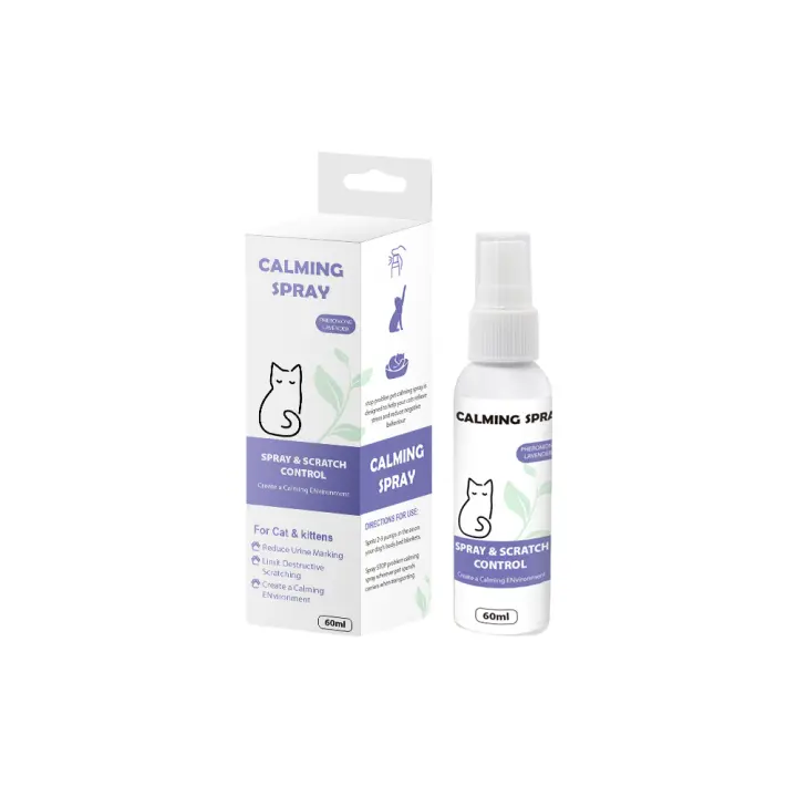 Spray calmante con feromonas para gatos - Reduce el estrés y la ansiedad felina- Solución antiestrés para problemas de comportamiento  60ml - 1