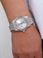 Reloj De Pulsera De Lujo Para Hombre Silvery Acero Inoxidable Cuarzo Clásico Sencillo Reloj Quartz Watch 2024 Nuevo Estilo Business - details 3