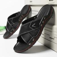 Zapatillas De Cuero Extra Anchas Para Hombre Sandalias De Comodidad Clásica Ligera Antideslizante Suela Duradera Para Exteriores - details 15