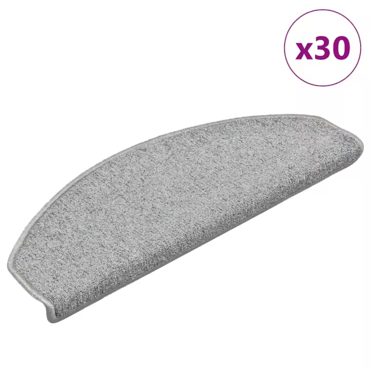 vidaXL Alfombrilla escalera 30 uds gris claro 65x24x4 cm - 1