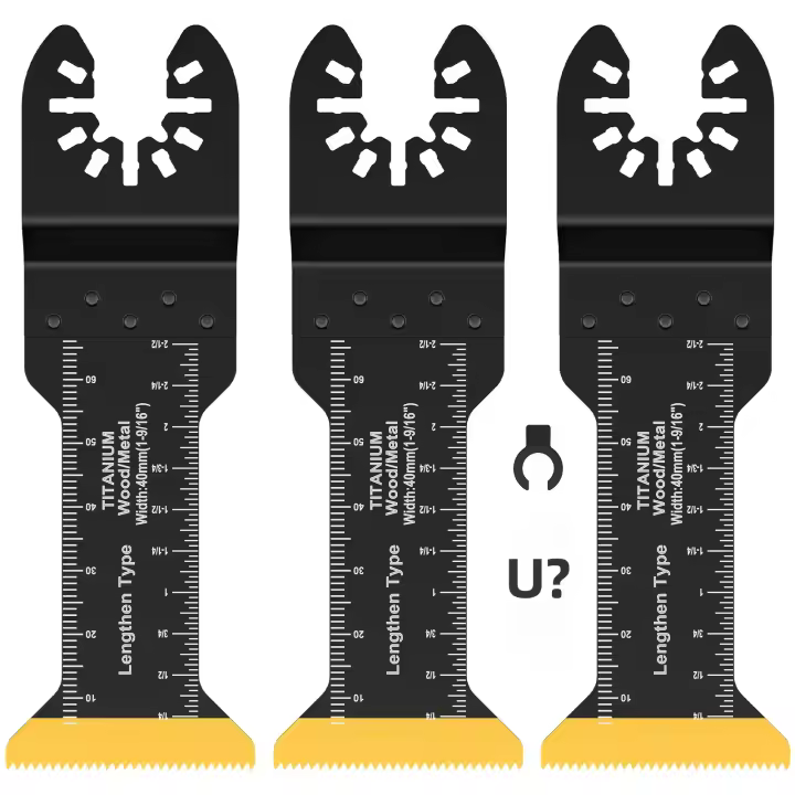 3Pcs Hojas De Sierra Oscilante Extra Largas De Titanio Bi-Metales Multifuncionales Para Herramienta Multifuncional Universal - 1