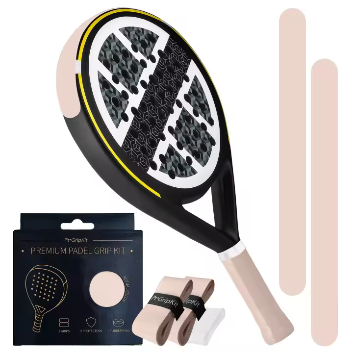 Pt GripKit Set de Grips para Padel Beige – 2 Overgrips + 2 Protectores + Anillo de Silicona – Accesorio Color Estilo Pastel para Raquetas Padel Tenis Kit - 1