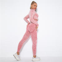 SSITO Conjunto de Yoga sin Costura para Mujer, trajes Deportivos para Fitness, ropa de Gimnasio, Top Short de manga Largo, camisas, Mallas para Corver High, pantalones de entrenamiento - details 14
