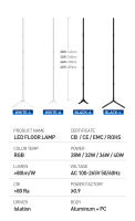 Lámpara De Piso Inteligente RGB 200cm Tuya Control Remoto Por App Luz De Ambiente LED Moderna Decoración De Fiestas - details 9