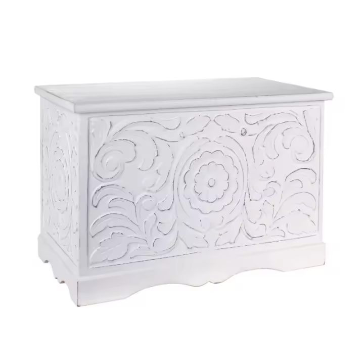 Signes Grimalt By SIGRIS Baúl Almacenamiento Blanco de Madera 48*40*75cm Baúl 24058 - 1