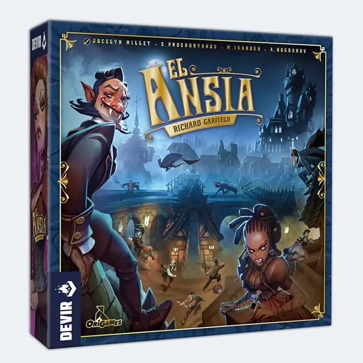 El Ansia  juego de mesa en Español de construcción de mazo  Caza presas con tus poderes vampíricos, de misterio.  Para 2 a 6 jugadores  12+ años  Devir - 1