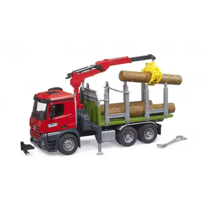 Bruder Camión MB Arocs Transporte Madera con Grúa Robusto y Eficiente - 1
