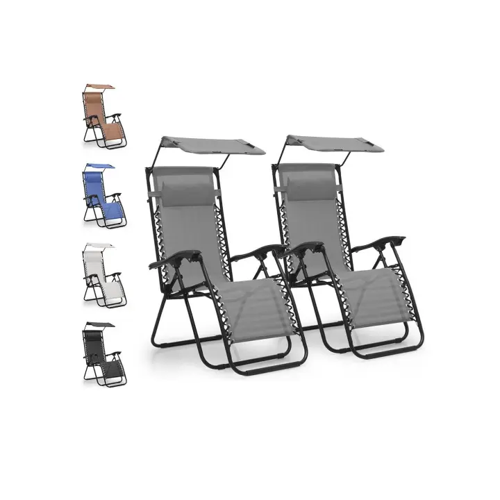 Mediawave Store 2 piezas silla gravedad cero plegable reclinable con techo solar - 1