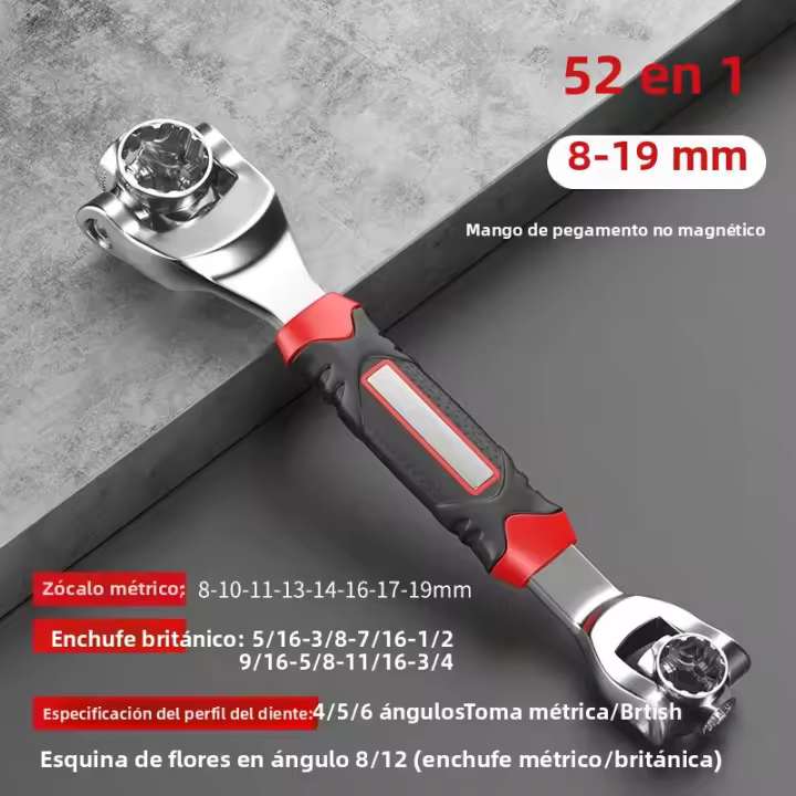 Herramienta Multifuncional De 52 En 1 Llave De Tigre Con Eje Rotativo De 360 Grados Universal Para Tornillos Y Bocas De Spline En Acero Cr-V - 1
