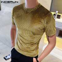 Camiseta Estilo Casual Para Hombres INCERUN Tees De Moda Con Cordón Cuello Redondo Estirable Tallas S-3XL Para Fiestas Y Mostrados - details 7