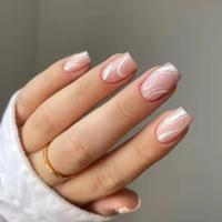 24Pcs/Box Uñas Postizas Cortas Redondas Nuevas Moda Blanco Mariposa Full Cover Press on Uñas Para Salon Uñas Francesas - details 8
