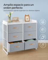 Cómoda infantil con 6 cajones, resistente al agua, ideal para dormitorio, entrada y salón, color beige o gris - details 7