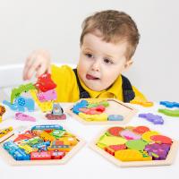 Puzzle De Bloques De Madera Tridimensional Dinosaurio Animales De Dibujos Animados Juego Educativo Temprano Para Niños - details 0