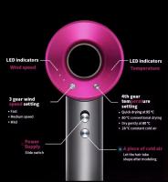 EasySpeed Secador de Pelo Iónico Sin Aspas 5 en 1 Profesional  Peluquería 1600W con 6 Accesórios Secado Rápido y Constante Frío/Calor 3 Velocidades Alta Potencia para Uso Doméstico y de Viaje, Silencioso y Potente - details 2