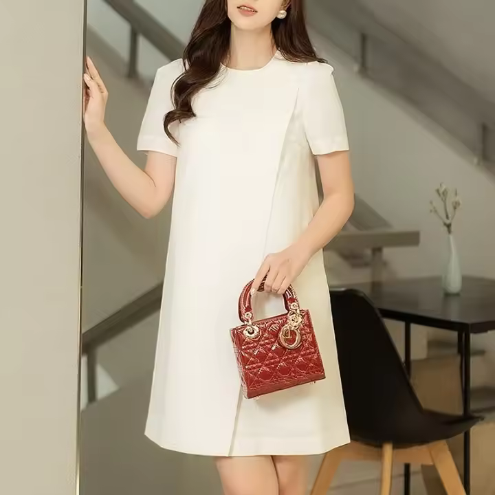 Vestido ZANZEA Para Mujer Estilo Coreano 2024 Verano Manga Puff Corta Elegante Vestido De Fiesta Casual Suelto Sólido Para Oficina Vestidos De Cuello En V - 1