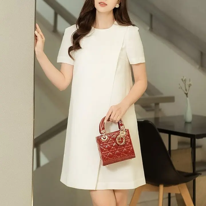 Vestido ZANZEA Para Mujer Estilo Coreano 2024 Verano Manga Puff Corta Elegante Vestido De Fiesta Casual Suelto Sólido Para Oficina Vestidos De Cuello En V - 1