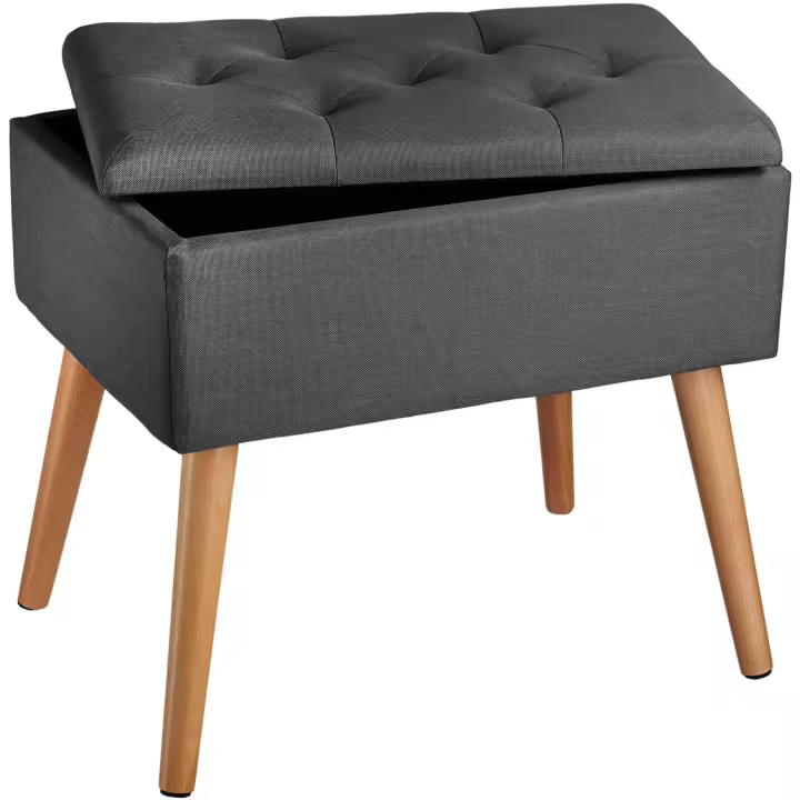 Tectake - Banco acolchado Ranya efecto lino con espacio de almacenamiento 300 kg  Banco elegante efecto lino  Estructura estable y resistente  Versátil y fácil de combinar - 1