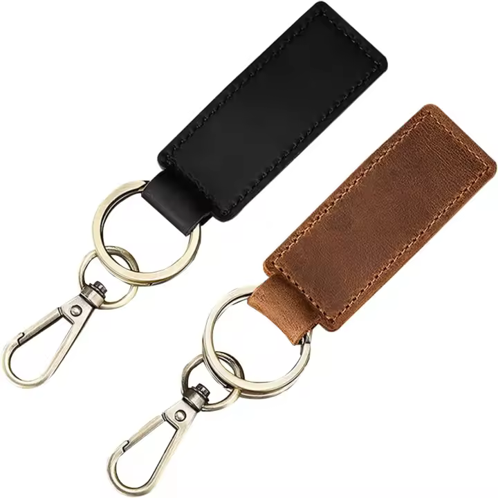 2 Llaveros de Cuero para Coche,Soporte Universal para Coche de Coche para Hombres y Mujeres, Llaveros con Clip para Cinturones Accesorios para Coche (Negro y Marron) - 1