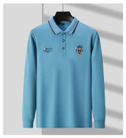 Camisa Polo Casual Para Hombres Con Bordado Manga Larga Color Sólido Moda Top Antigüedad Verano Blusa Regular De Algodónmezcla - details 7