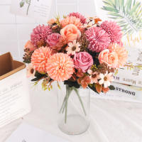 Rosa De Otoño Artificial Daisy Bouquet Para Boda Decoración De Jardín Navidad Vases Hogar Sala De Estar Mesa Plantas Falsas Regalo - details 4