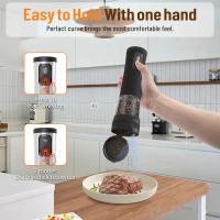 Juego de molinillo eléctrico de sal y pimienta, molinillo de cerámica automático con pantalla de batería, base recargable, salero de acero inoxidable con 5 niveles de grosor ajustable para cocina - details 3