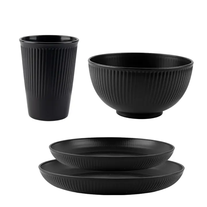 Juego De Jalea De Trigo 4Pcs Cuchara Taza Plato Vaso Ecológico Resistente Ropa De Cocina Para Camping Uso Doméstico - 1