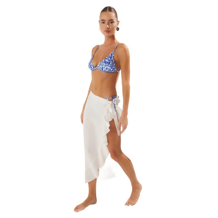Trendyol Black Frilled Woven Linen Look Beach Pareo Tbess25Pr00005 - 1