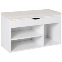 HOMCOM Banco Zapatero con Asiento Zapatero de Entrada Recibidor Moderno con Cajón Estantes Abiertos y 1 Cojín para Pasillo 80x30x47cm - details 0