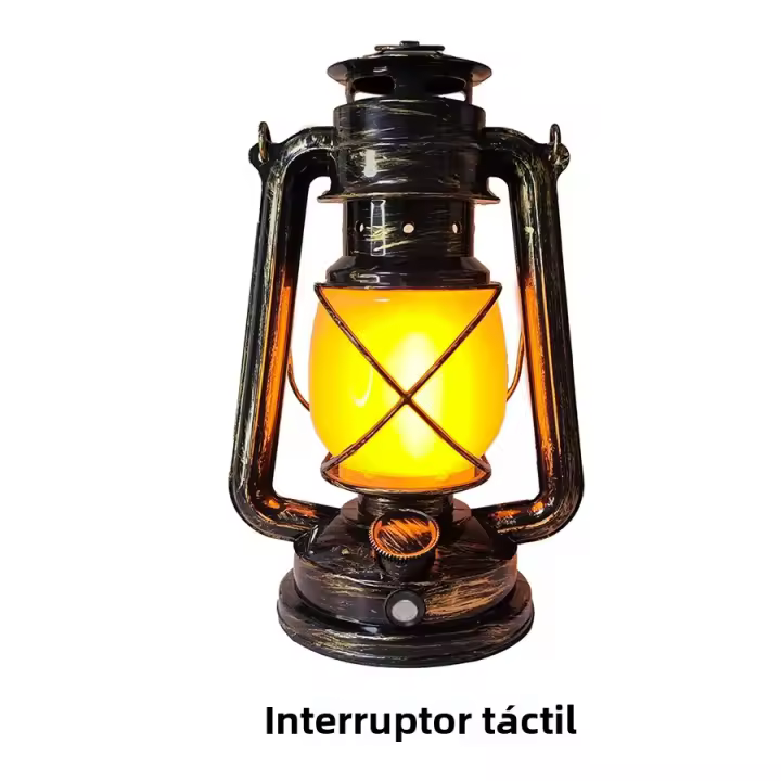 Lámpara Portátil LED Recargable Retro Impermeable Con 3 Modos De Iluminación Para Camping Y Viajes Ambiente Vintage Con Luz Constante Y Breathing - 1