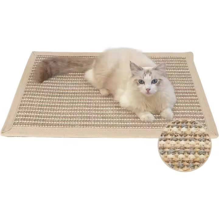 Alfombrilla rascadora para Gatos, 60 x 40 cm, sisal Natural para Gatos, Tabla rascadora Horizontal para Suelos de Gatos, Protege Muebles y sofás - 1