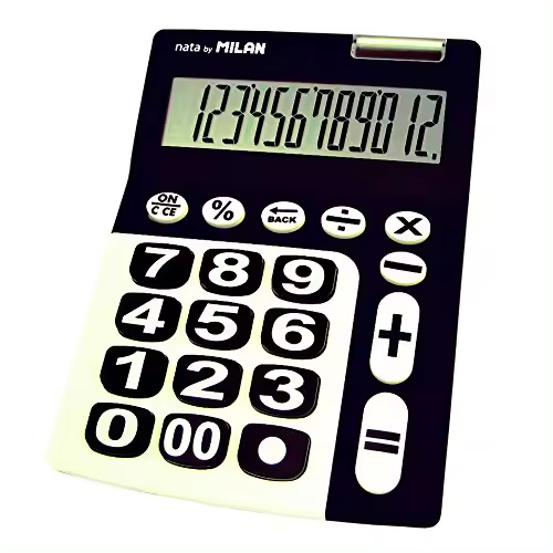 Milan 150912KBL Calculadora, 12 DÃ­gitos, Teclas Grandes, Color Negro Blanco, PequeÃ±o - 1
