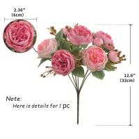 1 Pieza De Flores Artificiales Peonia De Seda Para Decoración Casa Boda Fiesta Faux Bouquet Arreglo De Plástico - details 0