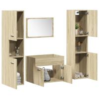 vidaXL Juego muebles de baño 4 pzas madera contrachapada en color Gris hormigón/Roble Sonoma | almacenamiento funcional diseño moderno para baño dormitorio sala - details 1