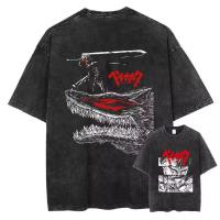 Camiseta De Manga Corta Vintage Berserk Japón Anime Para Hombre Estilo Y2k Con Cuello Redondo Y Cuidado En La Prenda De Ropa - details 2
