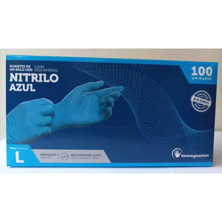 Guantes de nitrilo azul sin polvo ni látex, caja de 10 cajitas con 100 unidades – Ideal para hostelería,limpieza y más. - 1