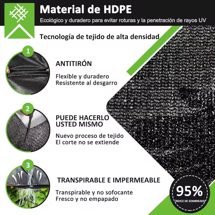 HY Red de Sombra, 4x6m Malla Sombra 95% UV Toldo Vela de Sombra, PañO de Sombra Invernaderos Cortavientos para Cubrir con Ojales, para Invernadero/Jardín/Pérgola/Patio Césped - 1