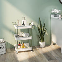 HOMCOM Carrito de Almacenamiento de 3 Niveles Carrito de Cocina con Asa y Caja Extraíble para Salón Comedor Oficina Baño 50x29,4x77 cm Blanco - details 1
