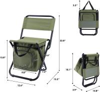 Silla de pesca con bolsa refrigeradora, taburete de pesca compacto y plegable, verde - details 2
