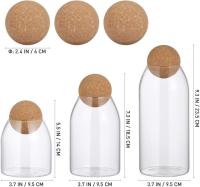Juego de 3 frascos de vidrio con tapa hermética de madera transparente para servir té, café, especias, sal al gusto. Azúcar (S + M + L) - details 2