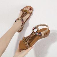 Mujer Sandalias Planas Verano Bohemio Sandalias de Playa Punta Abierta Clip Toe Pisos Cómode Casual Zapatos 36-42 EU - details 1