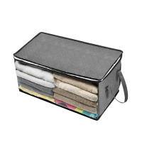 Large Capacity Clothes Storage Bag Non-Woven Foldable Quilt Storage Bag with Lids Zipper Wardrobe Clothing Organizer Sorting Box - details 9