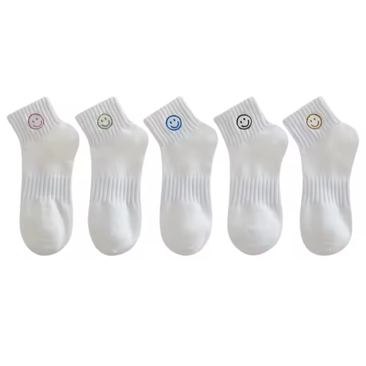 Calcetines De Muñeca Sonriente Para Mujer Estilo Ins Blanca Tobilleros 5/10/15/20 Pares Poliéster Spandex Comodidad Algodón - 1
