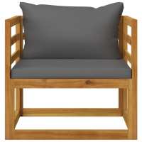 vidaXL Silla de jardín y cojines madera maciza de acacia Gris oscuro, Crema, Conjunto Terraza Muebles Jardín Exterior Juego de Muebles de jardín Mueble Jardín Exterior Muebles de Salon Exterior - details 1