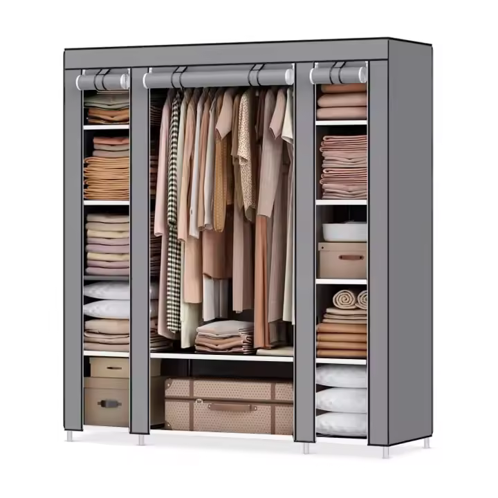 Armario Vestidor de Tela Nyana Home 170x150x45cm, 3 puertas, 11 huecos, 1 ropero - 1
