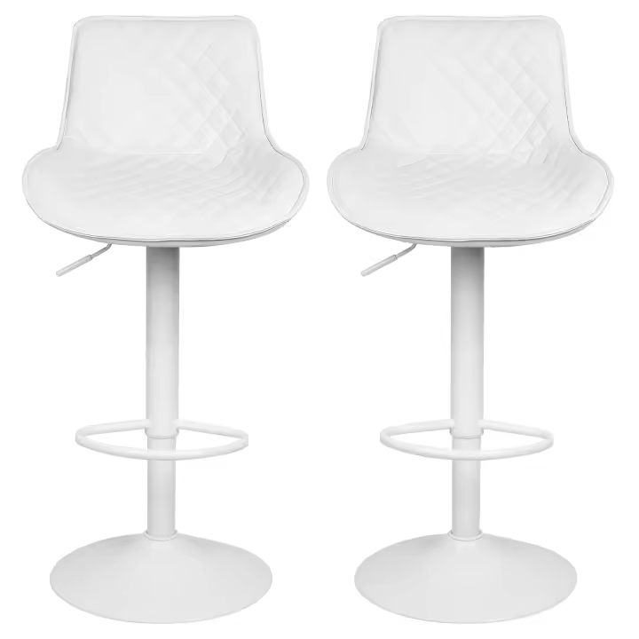 Juego de 2 taburetes de bar, silla giratoria 360° regulable en altura, piel sintética - 1