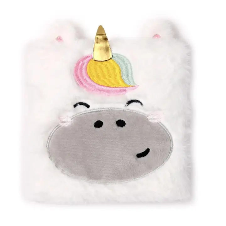 Libreta Peluda niños regalo Unicornio a Rayas Tamaño A5 Infantil divertida suave. Puckator - 1