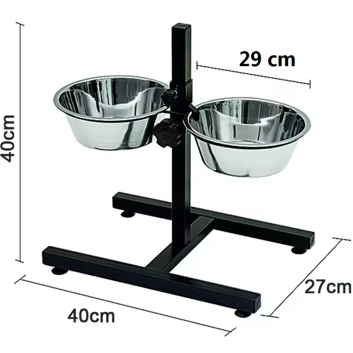 Comedero para Perros de Acero Inoxidable with Pie Regulable en Altura - 1