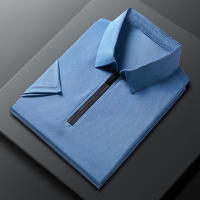 Polera De Polo Para Hombre Con Cierre De Cremallera Y Mangas Cortas En 8 Colores Sólidos Cómoda Y Transpirable Para Verano - details 3