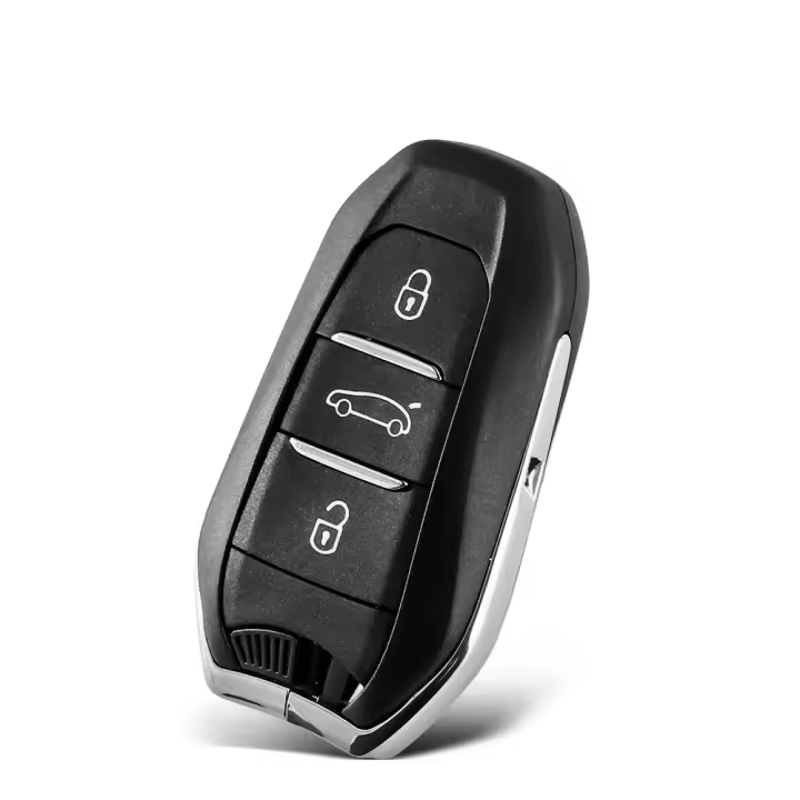 AUTOZOCO Carcasa Mando Llave De Coche 3 Botones Compatible con Peugeot 301 - 408 - 508 - 2008 -3008 - 4008 - 5008, Citroen C4L - C3-XR - DS5LS - DS6 -DS7, Abrir, Cerrar y Maletero, con zócalo de Pila - 1
