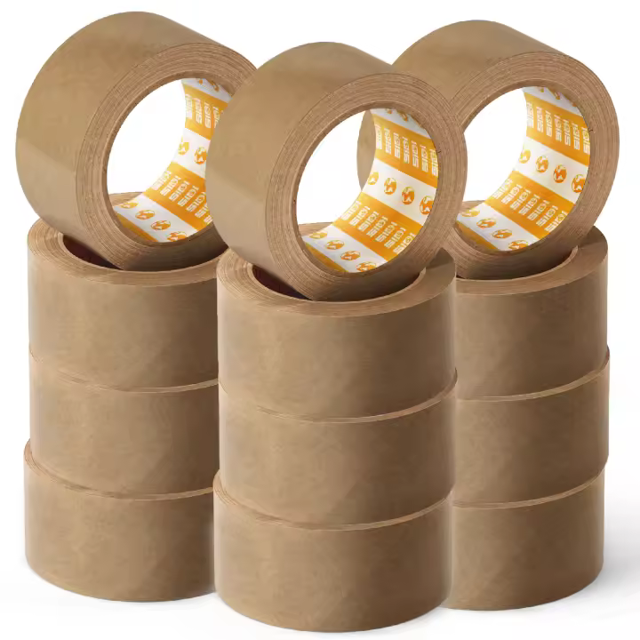 Cinta Embalar, Cinta Adhesiva Kraft, Cinta de Embalaje para Cajas Mudanza y de Envío, Cinta de Embalar de Papel Kraft 72 mm x 45 m Rollo Cinta Papel Kraft - SIDI (12 uds) - 1